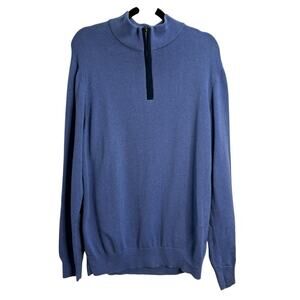 Vineyard Vines Blue Quarter Zip Pima Cotton Baby Alpaca Pullover Sweater